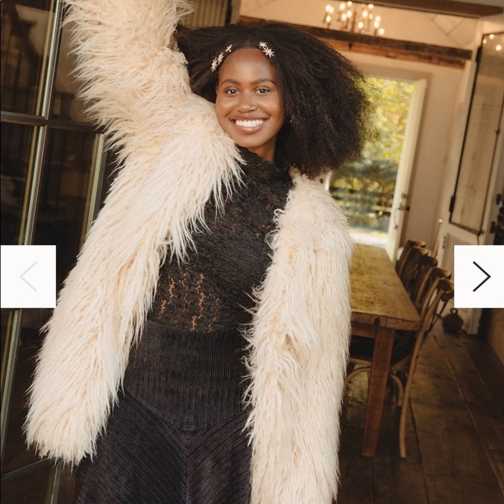 Hm Cream Fur Shag Coat